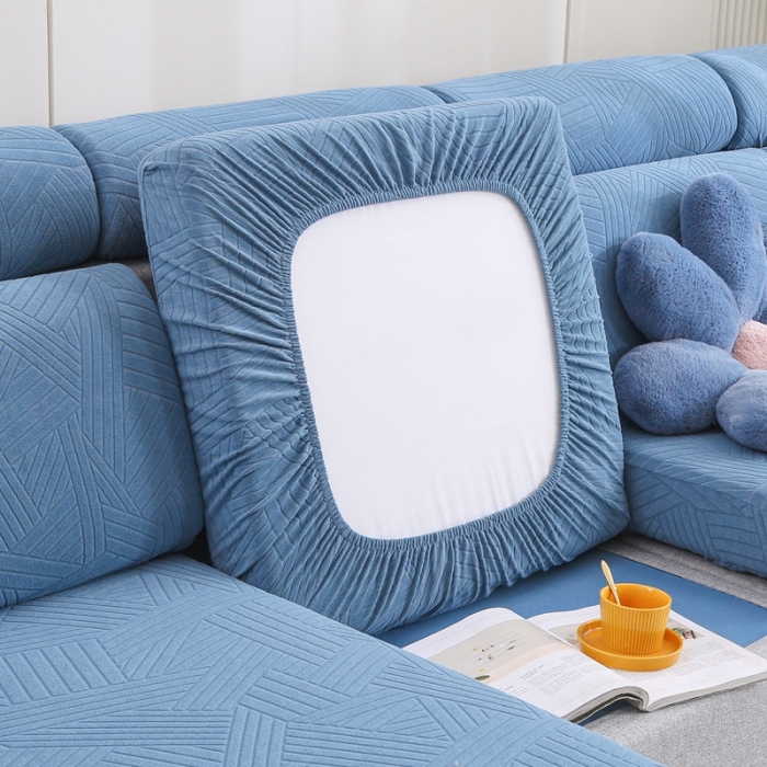 91家纺网 家纺一手货源 找家纺 千彤沙发垫 2022新款提花自由生活系列弹力沙发套 水蓝