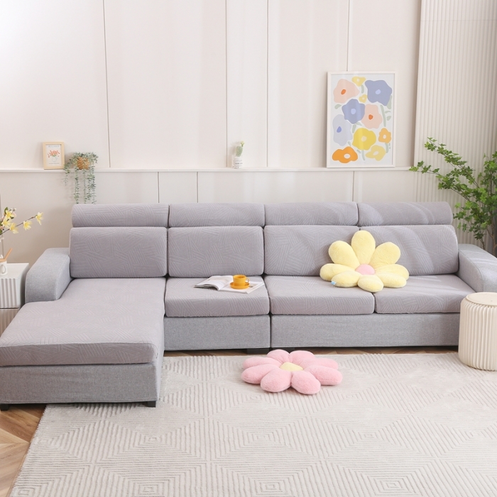 91家纺网 家纺一手货源 找家纺 千彤沙发垫 2022新款提花自由生活系列弹力沙发套 银灰