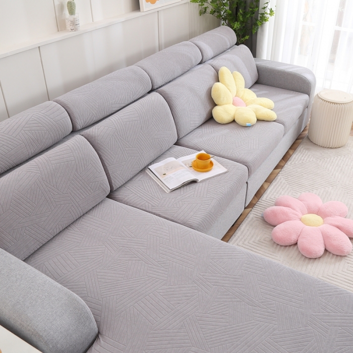 91家纺网 家纺一手货源 找家纺 千彤沙发垫 2022新款提花自由生活系列弹力沙发套 银灰