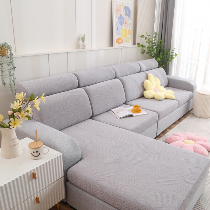 91家纺网 家纺一手货源 找家纺 千彤沙发垫 2022新款提花自由生活系列弹力沙发套 银灰