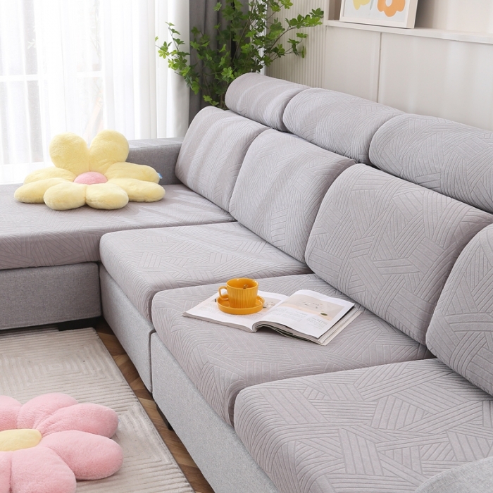 91家纺网 家纺一手货源 找家纺 千彤沙发垫 2022新款提花自由生活系列弹力沙发套 银灰