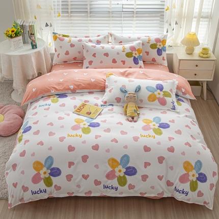 91家纺网 家纺一手货源 找家纺 大G 2024新款140克印花磨毛四件套 七彩花