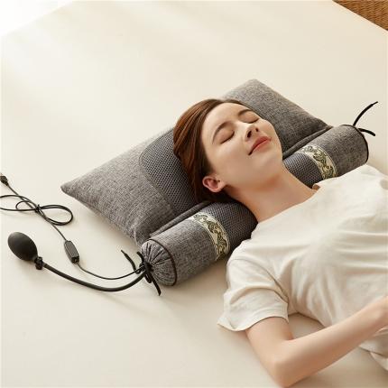 91家纺网 家纺一手货源 找家纺 （总）乐可 2022新款竹节麻草本牵引充气加热按摩护颈枕芯