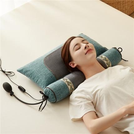 91家纺网 家纺一手货源 找家纺 （总）乐可 2022新款竹节麻草本牵引充气加热按摩护颈枕芯