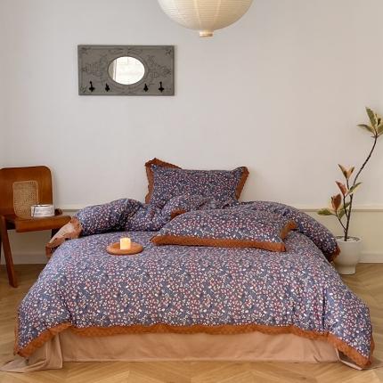 91家纺网 家纺一手货源 找家纺 顾里 2023新款韩国复古花边全棉四件套 巴洛克