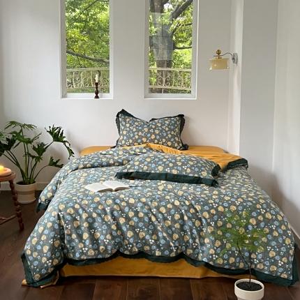 91家纺网 家纺一手货源 找家纺 顾里 2023新款韩国复古花边全棉四件套 可琳