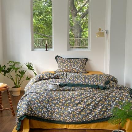 91家纺网 家纺一手货源 找家纺 （总）顾里 2023新款韩国复古花边全棉四件套