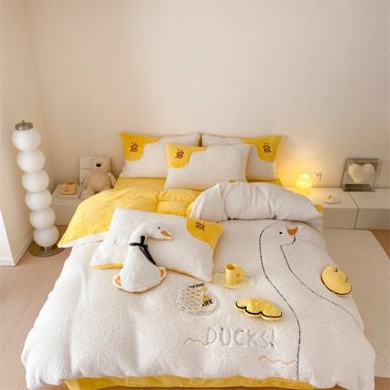 91家纺网 家纺一手货源 找家纺 （总）朗莎2022新款A版羊羔绒十B牛奶绒四件套