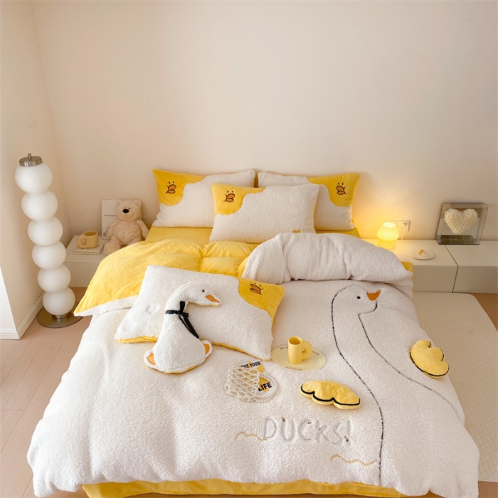 91家纺网 家纺一手货源 找家纺 （总）朗莎2022新款A版羊羔绒十B牛奶绒四件套