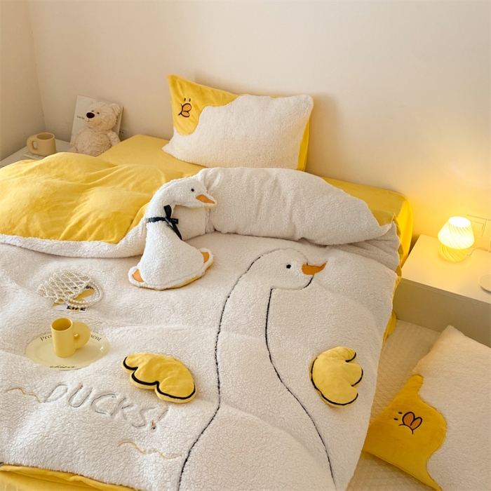 91家纺网 家纺一手货源 找家纺 （总）朗莎2022新款A版羊羔绒十B牛奶绒四件套