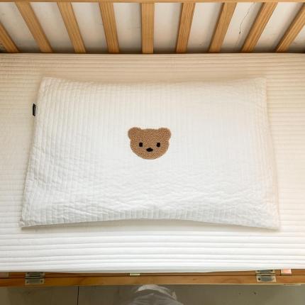 期遇家居 2022新款A类小熊刺绣儿童枕套 白色