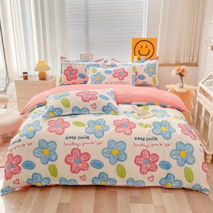 91家纺网 家纺一手货源 找家纺 棠颂 2023新款高克重加厚植物羊绒斜纹磨毛单被套 五彩花