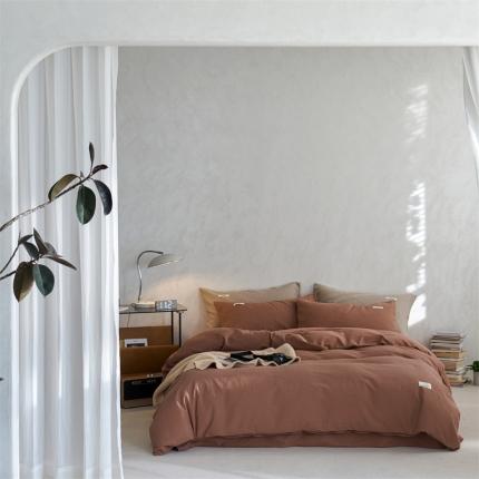 简家居2022新款华夫格二代全面升级系列四件套 豆沙