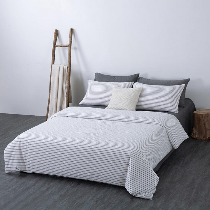 91家纺网 家纺一手货源 找家纺 全棉无印色织水洗棉四件套良品纯棉日式简约宿舍学生三件套白细条