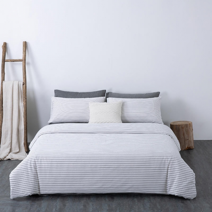 91家纺网 家纺一手货源 找家纺 全棉无印色织水洗棉四件套良品纯棉日式简约宿舍学生三件套白细条