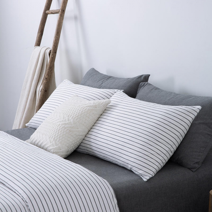 91家纺网 家纺一手货源 找家纺 全棉无印色织水洗棉四件套良品纯棉日式简约宿舍学生三件套白细条