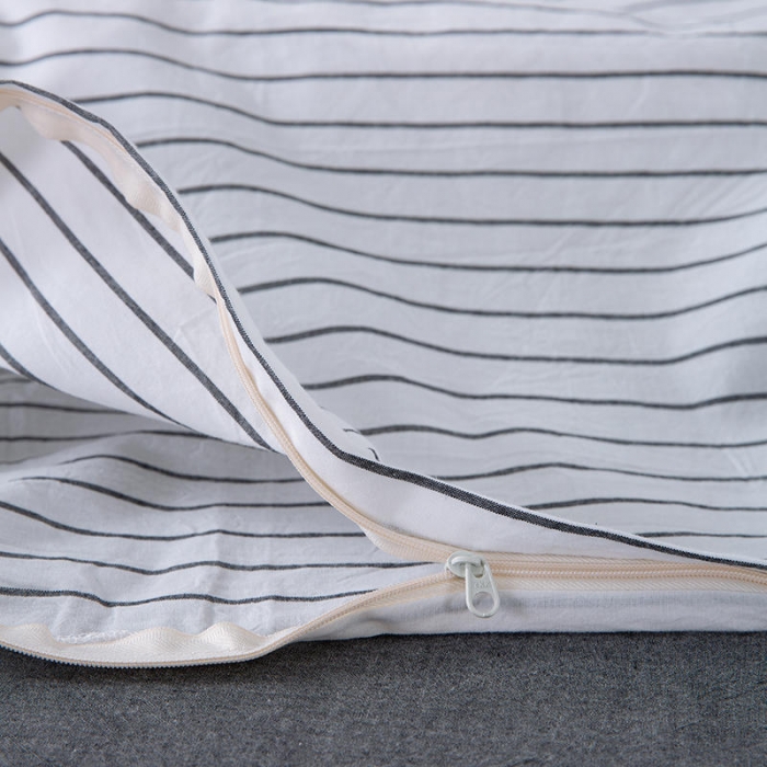 91家纺网 家纺一手货源 找家纺 全棉无印色织水洗棉四件套良品纯棉日式简约宿舍学生三件套白细条