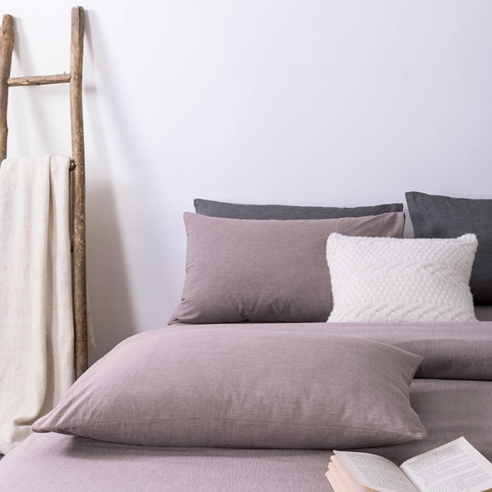 91家纺网 家纺一手货源 找家纺 全棉无印色织水洗棉四件套良品纯棉日式简约宿舍学生三件套 豆沙