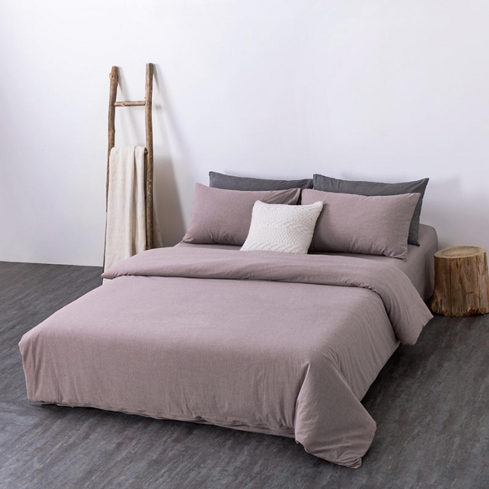 91家纺网 家纺一手货源 找家纺 全棉无印色织水洗棉四件套良品纯棉日式简约宿舍学生三件套 豆沙