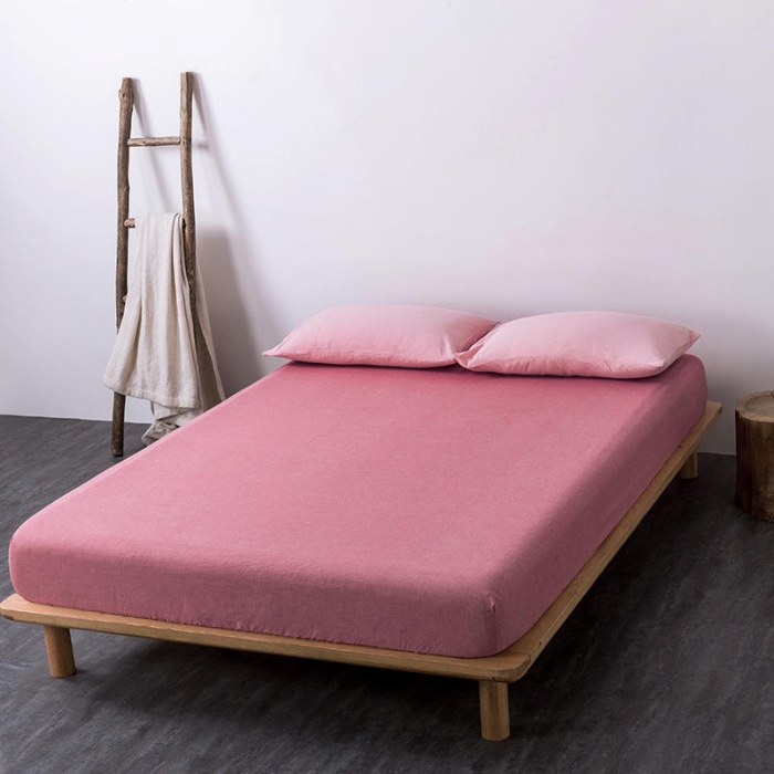 91家纺网 家纺一手货源 找家纺 全棉无印色织水洗棉四件套良品纯棉日式简约宿舍学生三件套粉红条