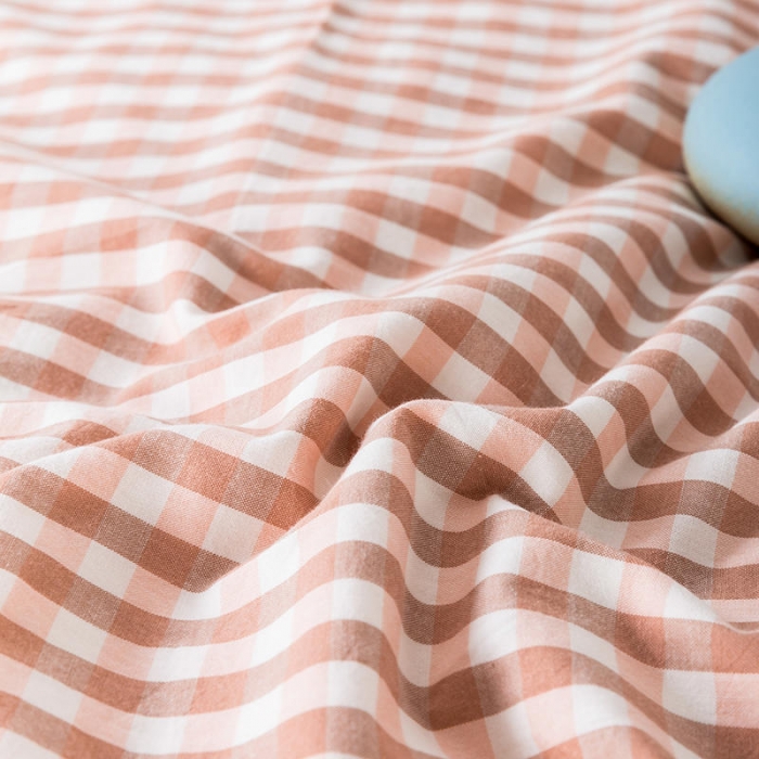 91家纺网 家纺一手货源 找家纺 全棉无印色织水洗棉四件套良品纯棉日式简约宿舍学生三件套粉小格