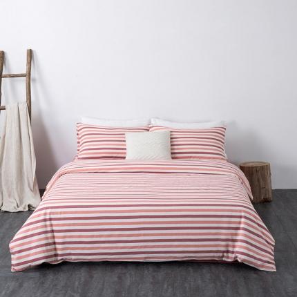 91家纺网 家纺一手货源 找家纺 全棉无印色织水洗棉四件套良品纯棉日式宿舍学生三件套 红三色条