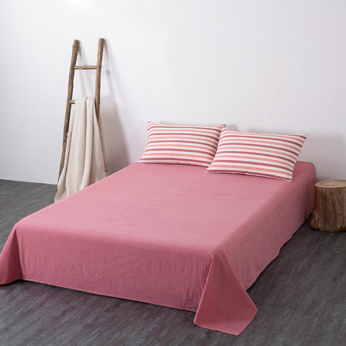 91家纺网 家纺一手货源 找家纺 全棉无印色织水洗棉四件套良品纯棉日式宿舍学生三件套 红三色条