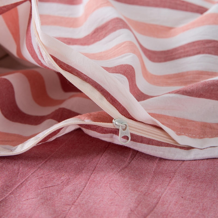 91家纺网 家纺一手货源 找家纺 全棉无印色织水洗棉四件套良品纯棉日式宿舍学生三件套 红三色条