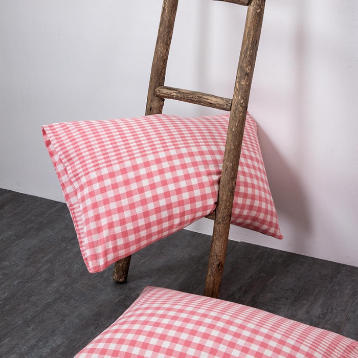 91家纺网 家纺一手货源 找家纺 全棉无印色织水洗棉四件套良品纯棉日式宿舍学生三件套 渐变格粉