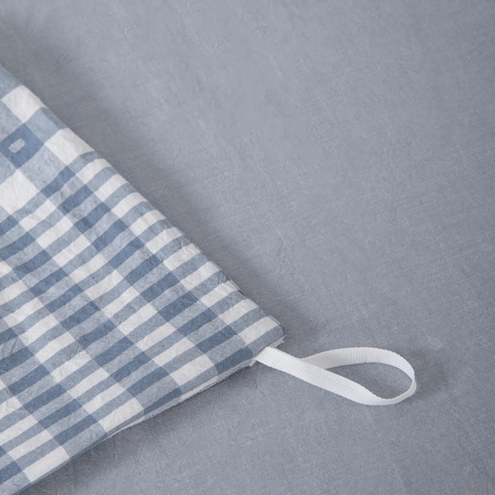 91家纺网 家纺一手货源 找家纺 全棉无印色织水洗棉四件套良品纯棉日式宿舍学生三件套 渐变格蓝