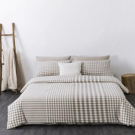 91家纺网 家纺一手货源 找家纺 全棉无印色织水洗棉四件套良品纯棉日式宿舍学生三件套 渐变米格