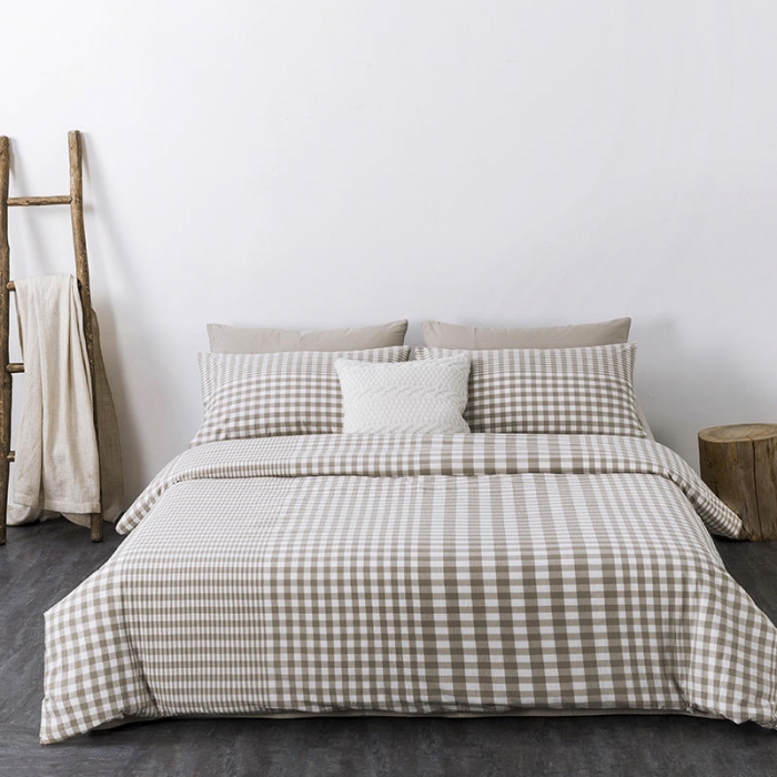 91家纺网 家纺一手货源 找家纺 全棉无印色织水洗棉四件套良品纯棉日式宿舍学生三件套 渐变米格