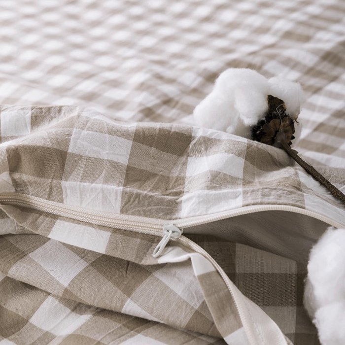 91家纺网 家纺一手货源 找家纺 全棉无印色织水洗棉四件套良品纯棉日式宿舍学生三件套 渐变米格