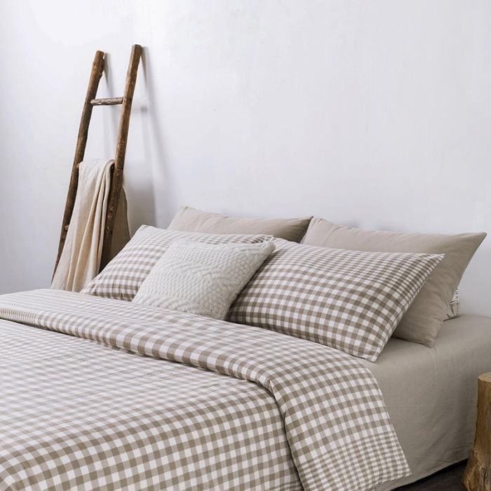 91家纺网 家纺一手货源 找家纺 全棉无印色织水洗棉四件套良品纯棉日式宿舍学生三件套 渐变米格