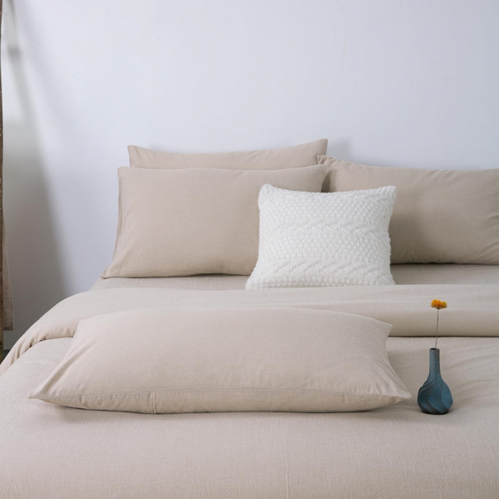 91家纺网 家纺一手货源 找家纺 全棉无印色织水洗棉四件套良品纯棉日式简约宿舍学生三件套 卡其