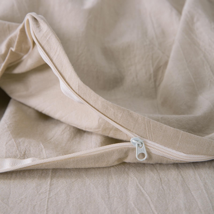 91家纺网 家纺一手货源 找家纺 全棉无印色织水洗棉四件套良品纯棉日式简约宿舍学生三件套 卡其