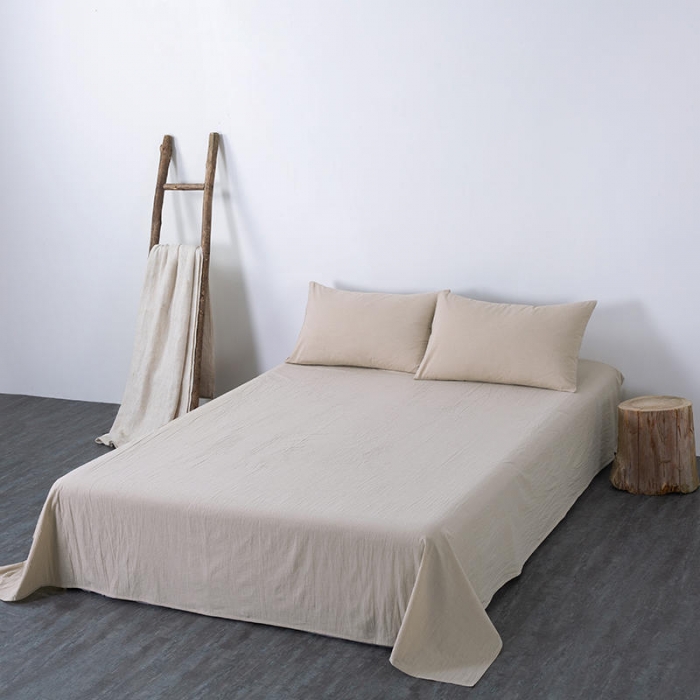 91家纺网 家纺一手货源 找家纺 全棉无印色织水洗棉四件套良品纯棉日式简约宿舍学生三件套 卡其