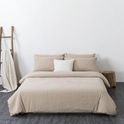 91家纺网 家纺一手货源 找家纺 全棉无印色织水洗棉四件套良品纯棉日式简约宿舍学生三件套米小格