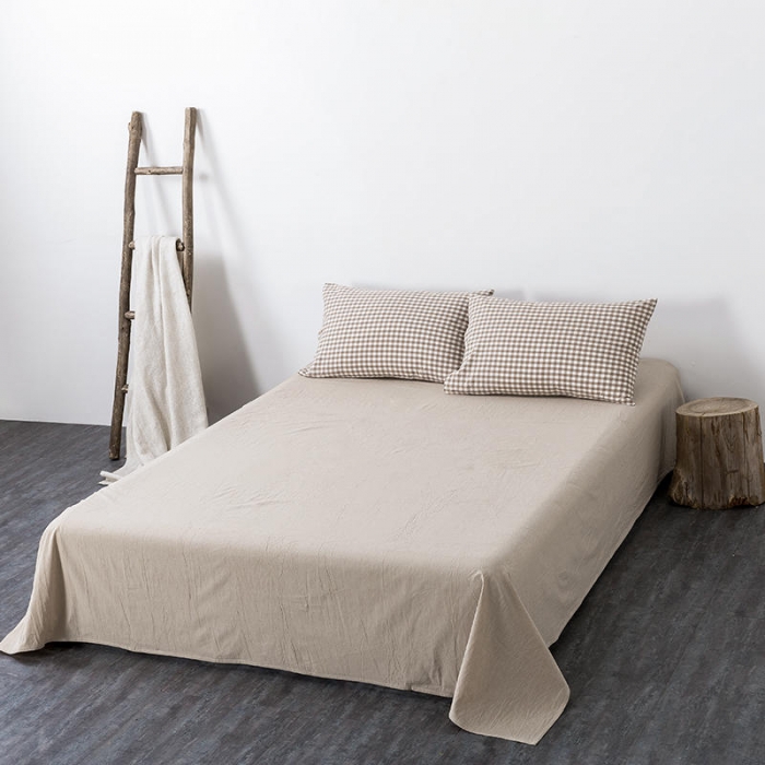 91家纺网 家纺一手货源 找家纺 全棉无印色织水洗棉四件套良品纯棉日式简约宿舍学生三件套米小格