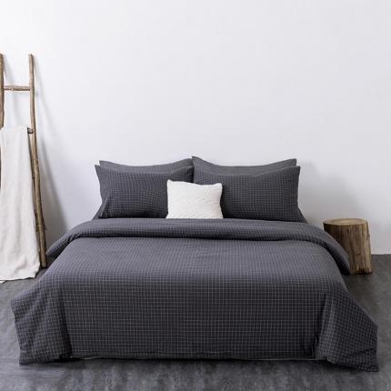 91家纺网 家纺一手货源 找家纺 全棉无印色织水洗棉四件套良品纯棉日式简约宿舍学生三件套小灰格