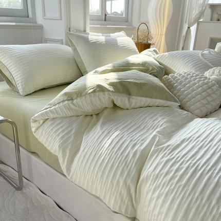 91家纺网 家纺一手货源 找家纺 总老K（美阁）2024年新款水洗棉奶油泡泡纱四件套单被套-时尚简约款