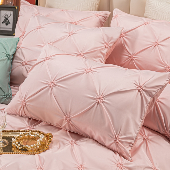 91家纺网 家纺一手货源 找家纺 宅家居 2024轻奢全棉纯手工扭花四件套-巴洛斯 巴洛斯-粉玉