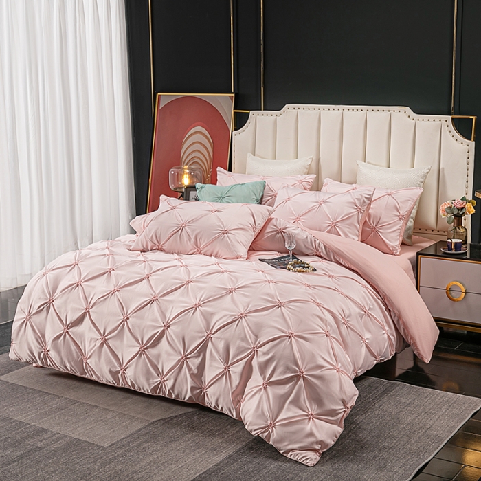 91家纺网 家纺一手货源 找家纺 宅家居 2024轻奢全棉纯手工扭花四件套-巴洛斯 巴洛斯-粉玉