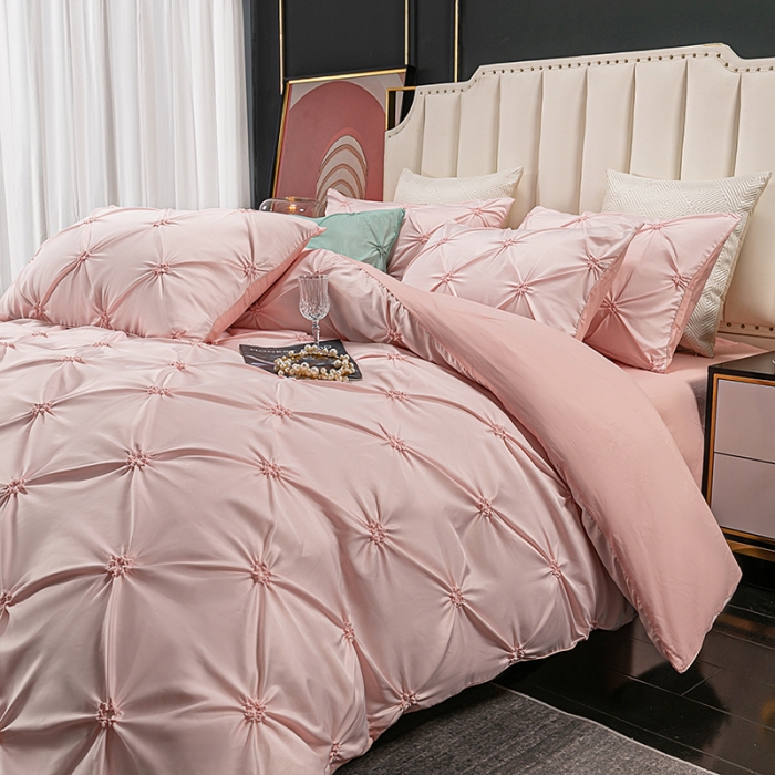 91家纺网 家纺一手货源 找家纺 宅家居 2024轻奢全棉纯手工扭花四件套-巴洛斯 巴洛斯-粉玉