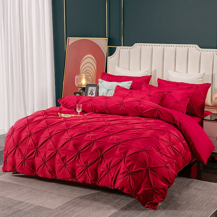 91家纺网 家纺一手货源 找家纺 宅家居 2024轻奢全棉纯手工扭花四件套-巴洛斯 巴洛斯-酒红