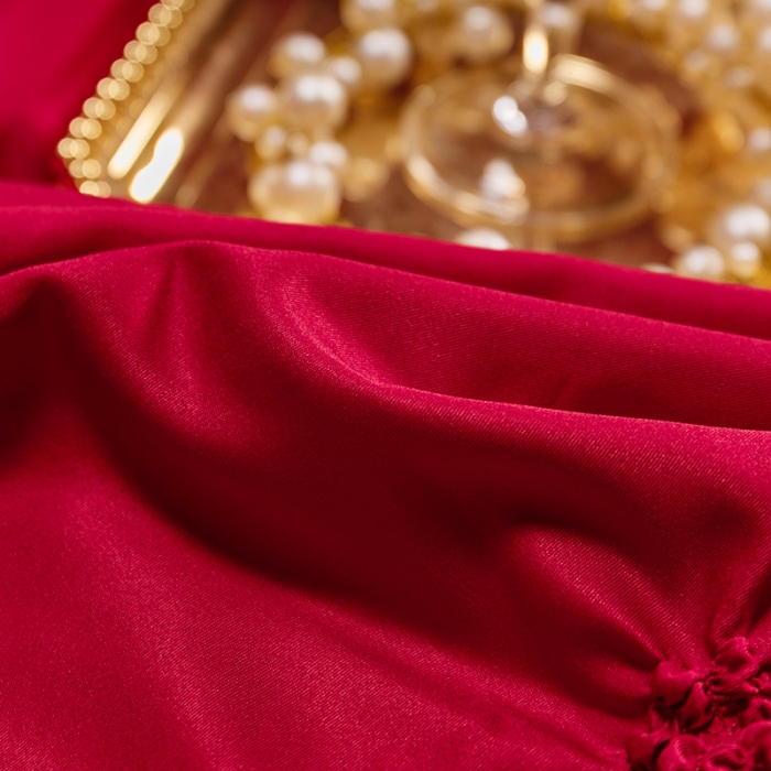 91家纺网 家纺一手货源 找家纺 宅家居 2024轻奢全棉纯手工扭花四件套-巴洛斯 巴洛斯-酒红