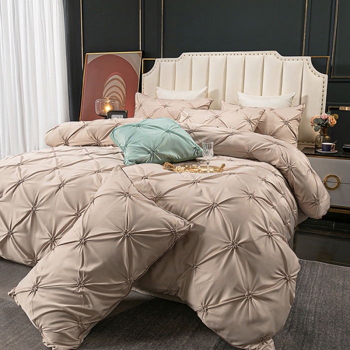 91家纺网 家纺一手货源 找家纺 宅家居 2024轻奢全棉纯手工扭花四件套-巴洛斯 巴洛斯-香槟金