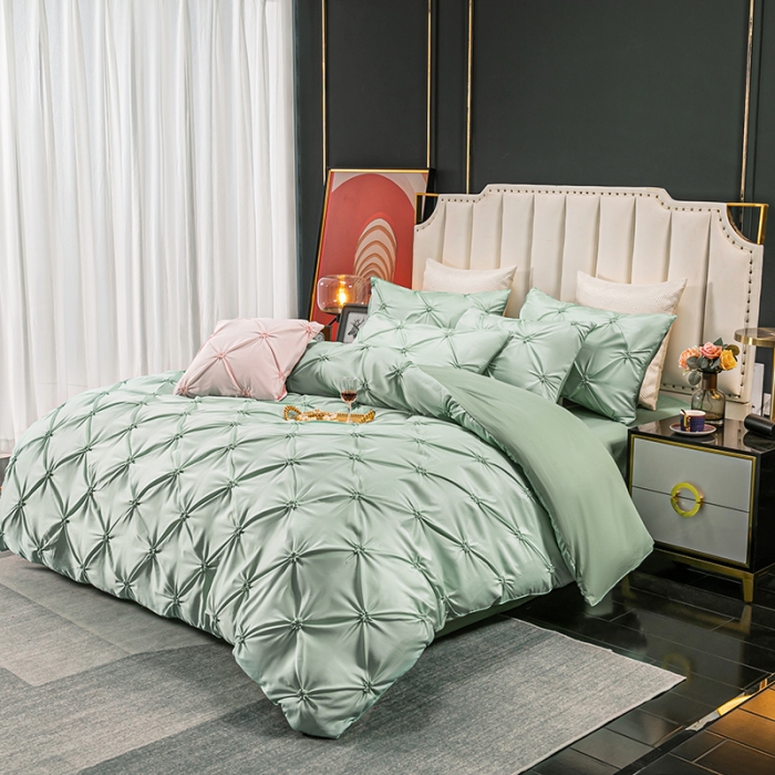 91家纺网 家纺一手货源 找家纺 宅家居 2024轻奢全棉纯手工扭花四件套-巴洛斯 巴洛斯-竹绿