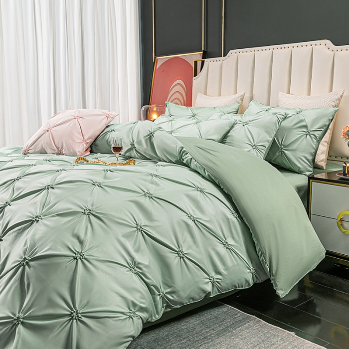 91家纺网 家纺一手货源 找家纺 宅家居 2024轻奢全棉纯手工扭花四件套-巴洛斯 巴洛斯-竹绿