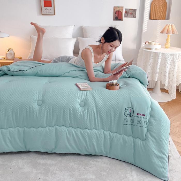 91家纺网 家纺一手货源 找家纺 苏东来加厚立体泡泡纯原棉大豆被春秋被冬被豆豆针织学生被芯子空调被直播
